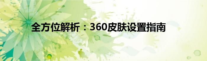 全方位解析：360皮肤设置指南