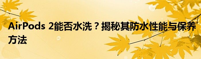 AirPods 2能否水洗？揭秘其防水性能与保养方法