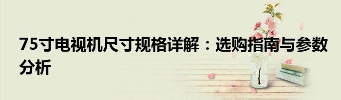 75寸电视机尺寸规格详解：选购指南与参数分析