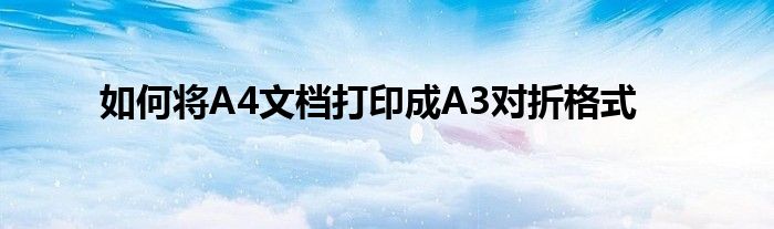 如何将A4文档打印成A3对折格式