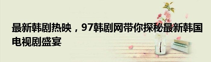 最新韩剧热映，97韩剧网带你探秘最新韩国电视剧盛宴