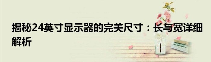 揭秘24英寸显示器的完美尺寸：长与宽详细解析