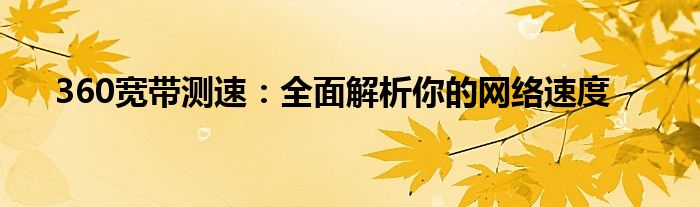 360宽带测速：全面解析你的网络速度