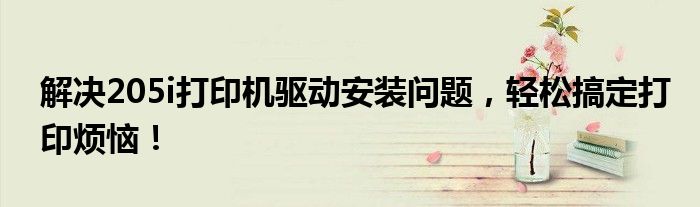 解决205i打印机驱动安装问题，轻松搞定打印烦恼！
