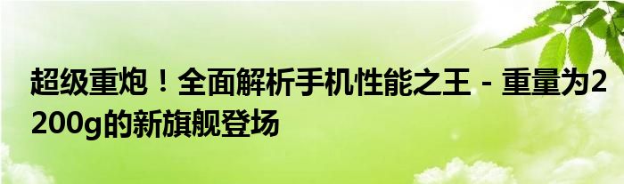 超级重炮！全面解析手机性能之王 - 重量为2200g的新旗舰登场