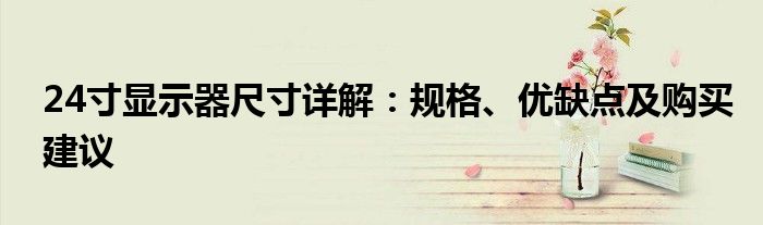 24寸显示器尺寸详解：规格、优缺点及购买建议