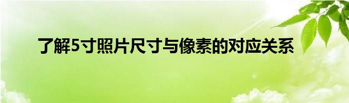 了解5寸照片尺寸与像素的对应关系