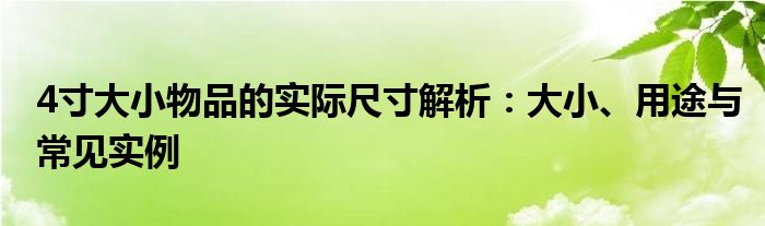 4寸大小物品的实际尺寸解析：大小、用途与常见实例