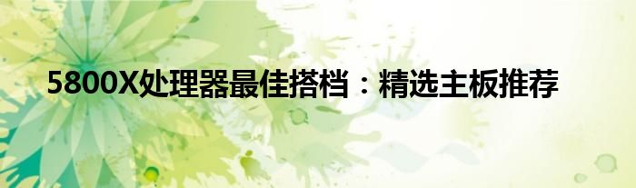 5800X处理器最佳搭档：精选主板推荐