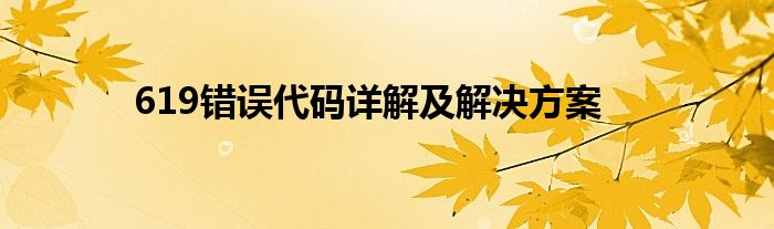619错误代码详解及解决方案