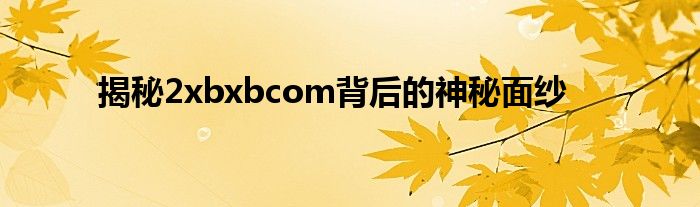 揭秘2xbxbcom背后的神秘面纱