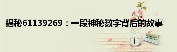 揭秘61139269：一段神秘数字背后的故事