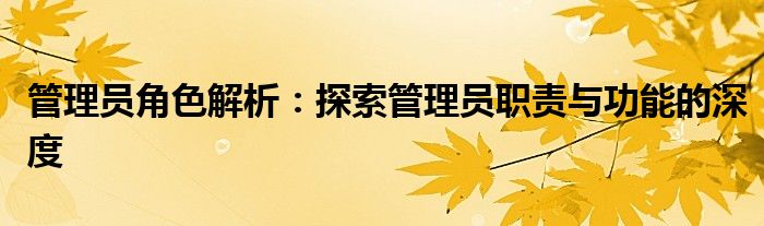 管理员角色解析：探索管理员职责与功能的深度