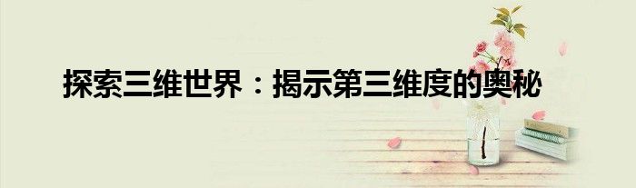 探索三维世界：揭示第三维度的奥秘