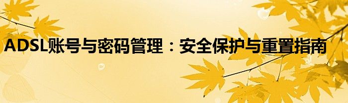 ADSL账号与密码管理：安全保护与重置指南