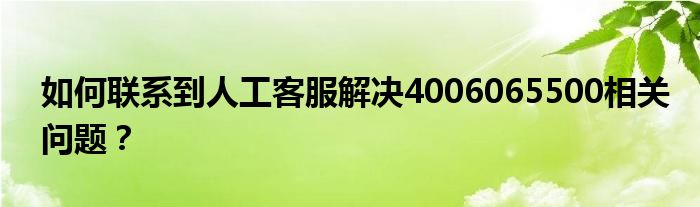 如何联系到人工客服解决4006065500相关问题？