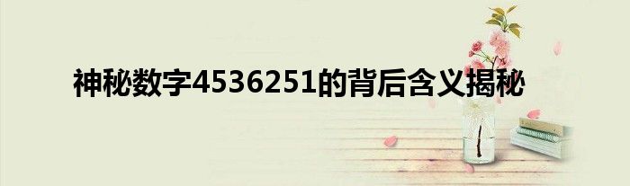 神秘数字4536251的背后含义揭秘