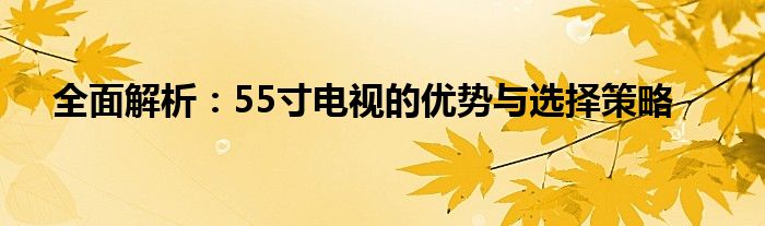 全面解析：55寸电视的优势与选择策略