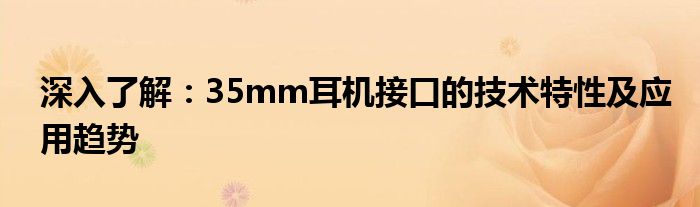 深入了解：35mm耳机接口的技术特性及应用趋势