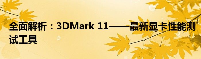 全面解析：3DMark 11——最新显卡性能测试工具