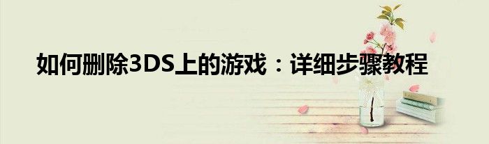 如何删除3DS上的游戏：详细步骤教程