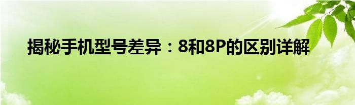 揭秘手机型号差异：8和8P的区别详解