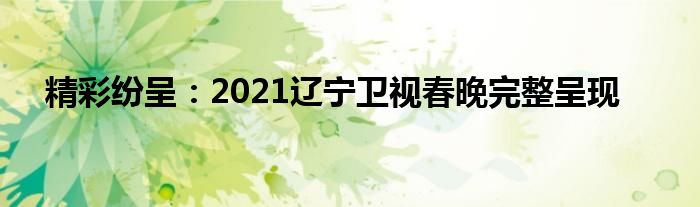 精彩纷呈：2021辽宁卫视春晚完整呈现