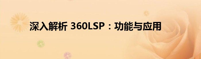 深入解析 360LSP：功能与应用