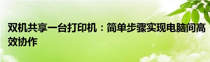 双机共享一台打印机：简单步骤实现电脑间高效协作