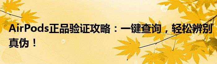 AirPods正品验证攻略：一键查询，轻松辨别真伪！