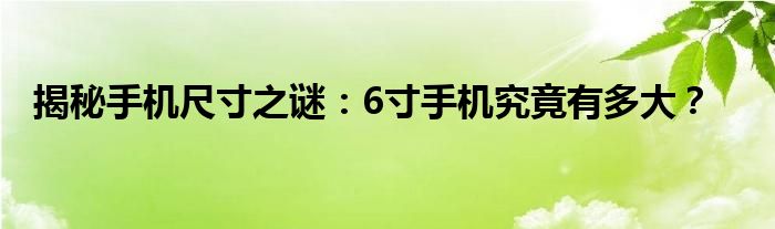 揭秘手机尺寸之谜：6寸手机究竟有多大？
