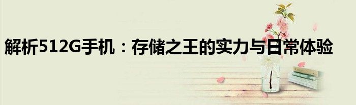 解析512G手机：存储之王的实力与日常体验