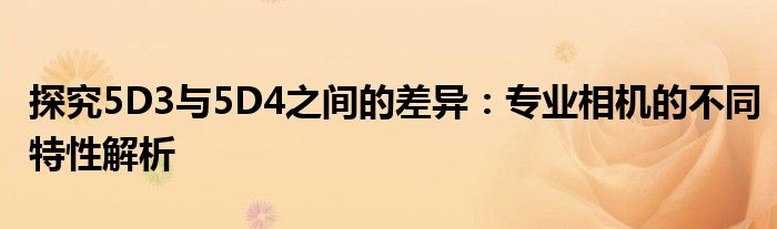 探究5D3与5D4之间的差异：专业相机的不同特性解析