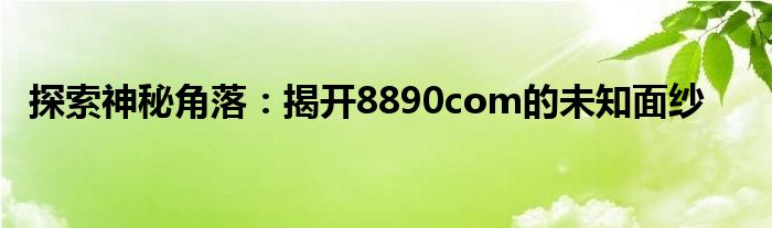 探索神秘角落：揭开8890com的未知面纱