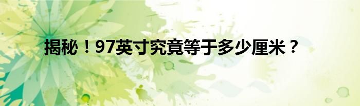 揭秘！97英寸究竟等于多少厘米？