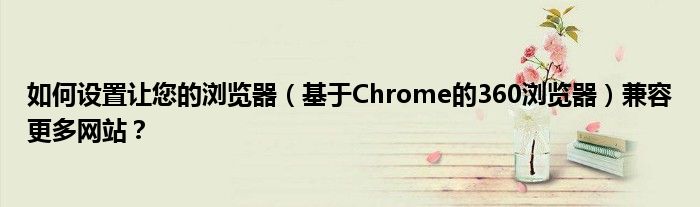 如何设置让您的浏览器（基于Chrome的360浏览器）兼容更多网站？