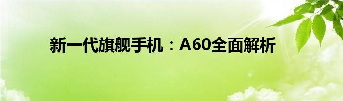 新一代旗舰手机：A60全面解析