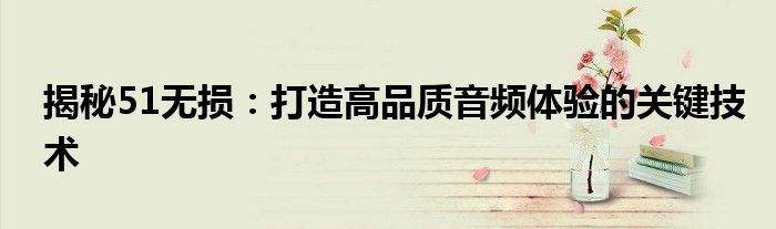 揭秘51无损：打造高品质音频体验的关键技术