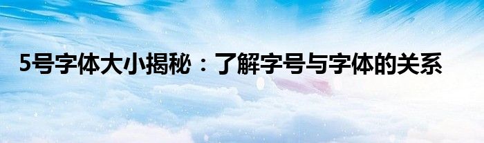 5号字体大小揭秘：了解字号与字体的关系
