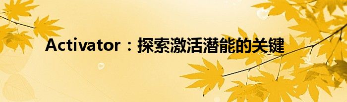 Activator：探索激活潜能的关键