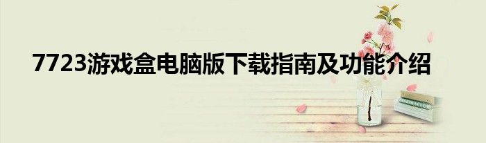 7723游戏盒电脑版下载指南及功能介绍