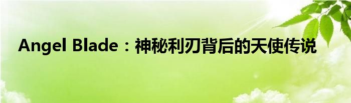 Angel Blade：神秘利刃背后的天使传说