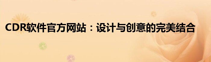 CDR软件官方网站：设计与创意的完美结合