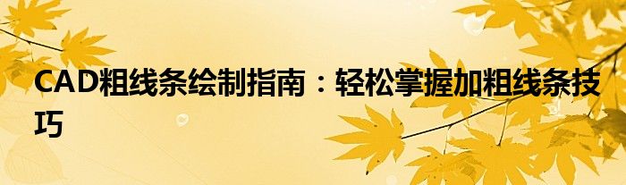 CAD粗线条绘制指南：轻松掌握加粗线条技巧