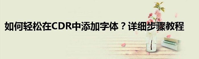 如何轻松在CDR中添加字体？详细步骤教程