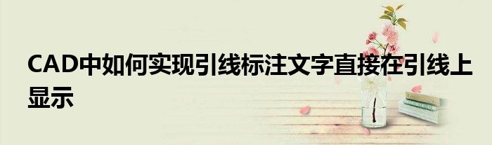 CAD中如何实现引线标注文字直接在引线上显示