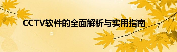 CCTV软件的全面解析与实用指南