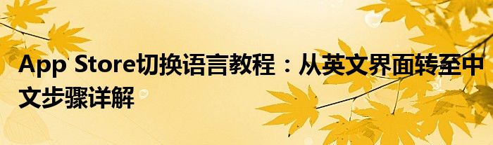 App Store切换语言教程：从英文界面转至中文步骤详解