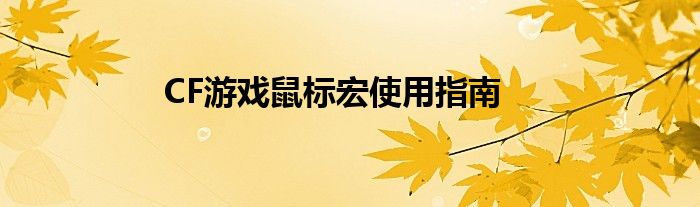 CF游戏鼠标宏使用指南