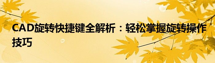 CAD旋转快捷键全解析：轻松掌握旋转操作技巧